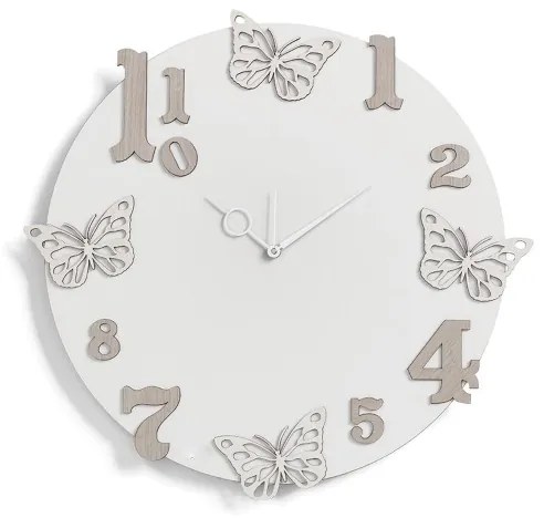 Orologio rotondo da parete in legno laminato D50 BRC - Farfalle