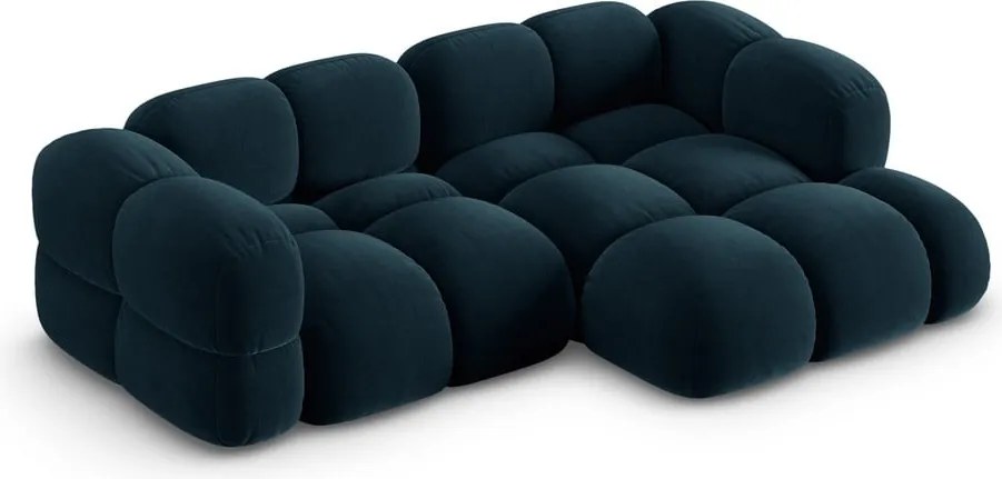 Divano angolare blu scuro (con penisola a destra/con chaise lounge) con rivestimento in velluto Loretto – Cosmopolitan Design