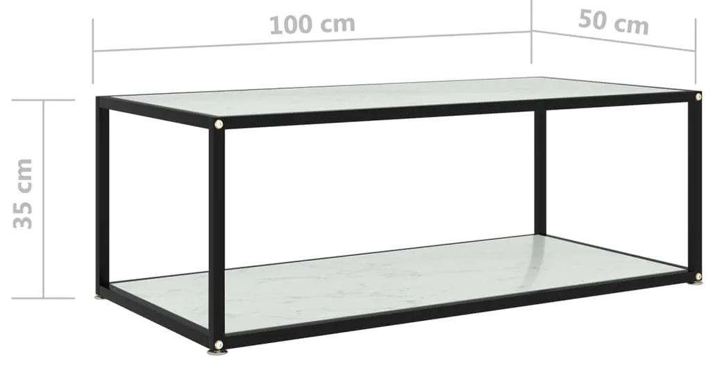 Tavolino da salotto bianco 100x50x35 cm in vetro temperato