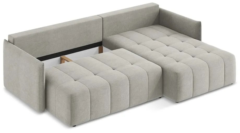 Divano angolare grigio chiaro allungabile/con contenitore (con penisola a destra/con chaise lounge) Moku – Makamii