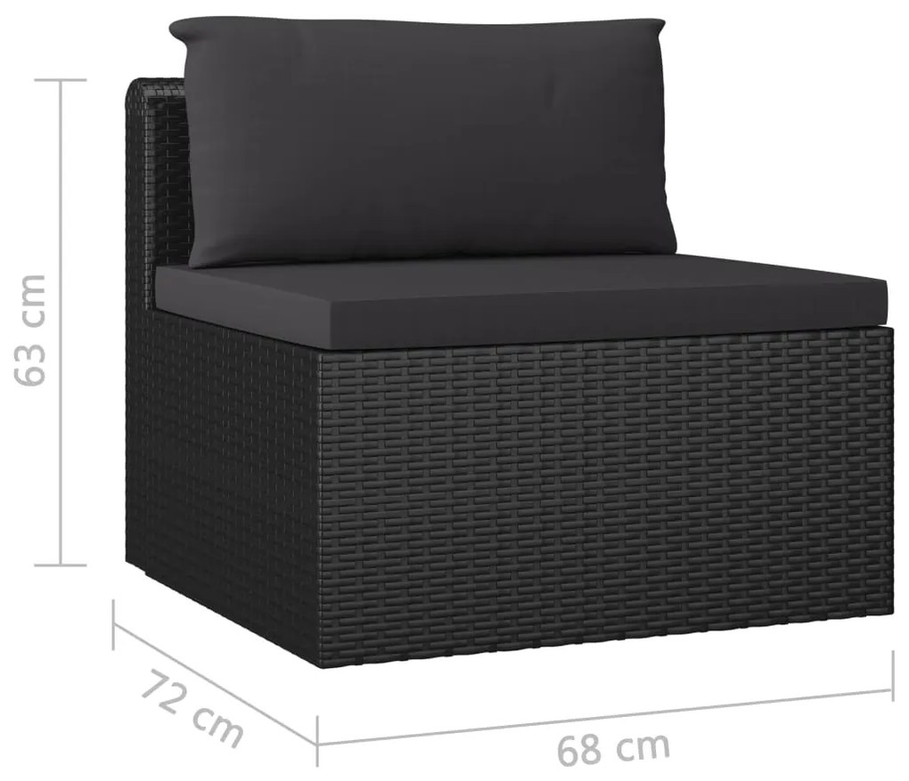 Set Divani da Giardino 9 pz con Cuscini in Polyrattan Nero