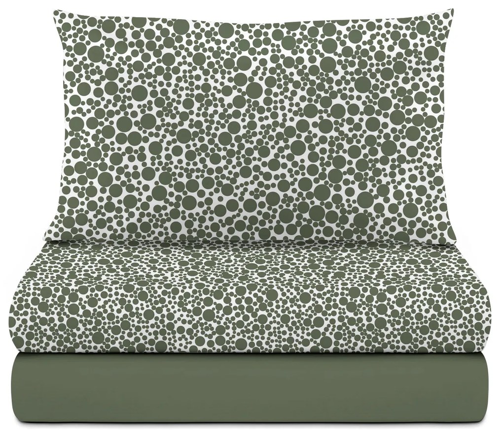 Completo letto singolo pois verde cotone