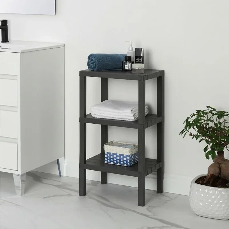 Scaffale bagno 3 ripiani grigio effetto legno in kit montaggio Buzz