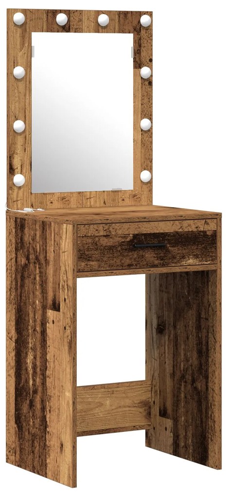 Set di toeletta a 2 pezzi con led in finitura in legno antico