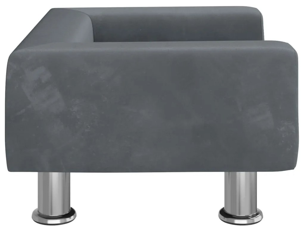 Divano per bambini grigio scuro 50x40x26,5 cm in velluto
