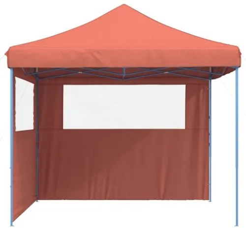 Tendone per Feste Pieghevole Pop-Up con 2 Pareti Terracotta