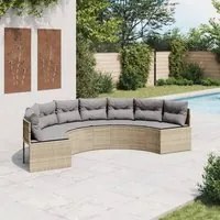 Divano da Giardino con Cuscini Semicircolare Beige Polyrattan 3318524