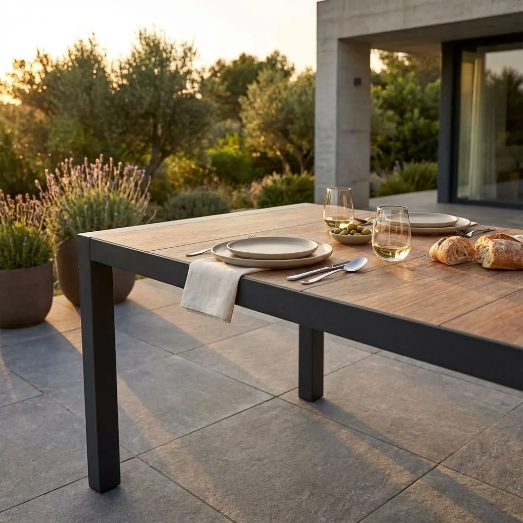 BEN - tavolo da giardino in alluminio con piano in ceramica