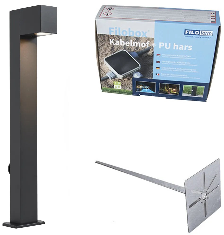 Lampada da esterno nera con picchetto e pressacavo 65cm presa inclusa IP44 - Baleno