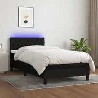 Letto a Molle con Materasso e LED Nero 90x200 cm in Tessuto cod mxl 62697