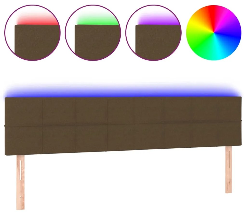 Testiera a led marrone scuro 160x5x78/88 cm in tessuto