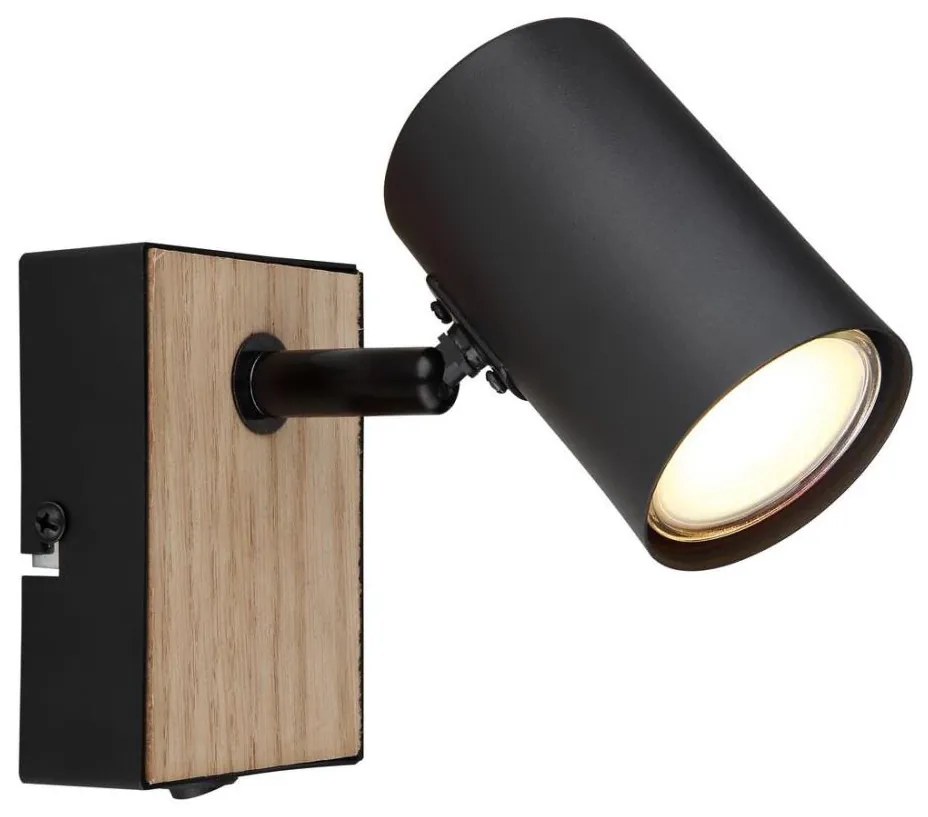 Globo 57911-1BW - Faretto da parete ROBBY 1xGU10/35W/230V nero/marrone
