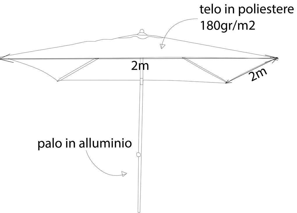 SERTUM - ombrellone da giardino palo centrale 2 x 2