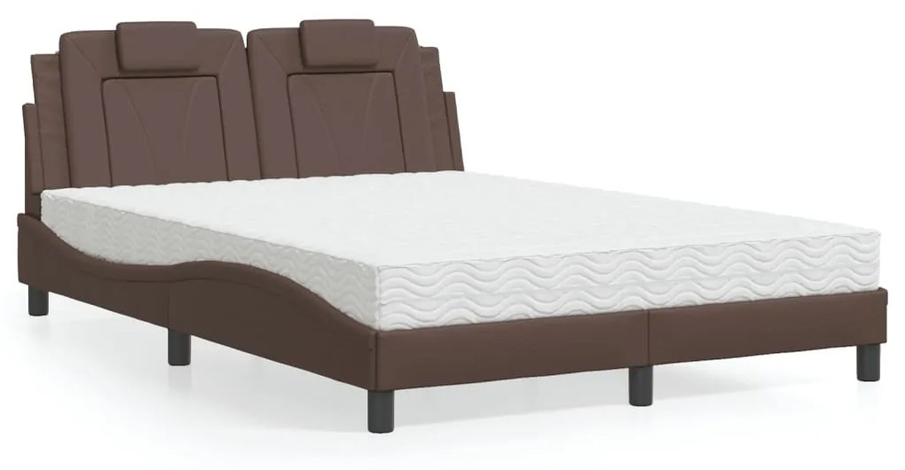 Letto Con Materasso Marrone 120x200cm İn Similpelle /