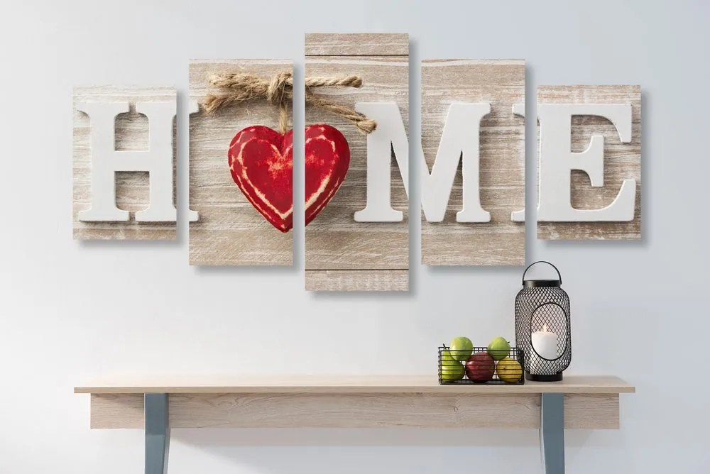 Quadri 5 pezzi – Con scritta Home