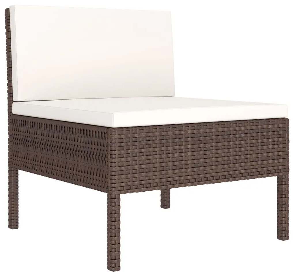 Set Divani da Giardino 9 pz con Cuscini in Polyrattan Marrone