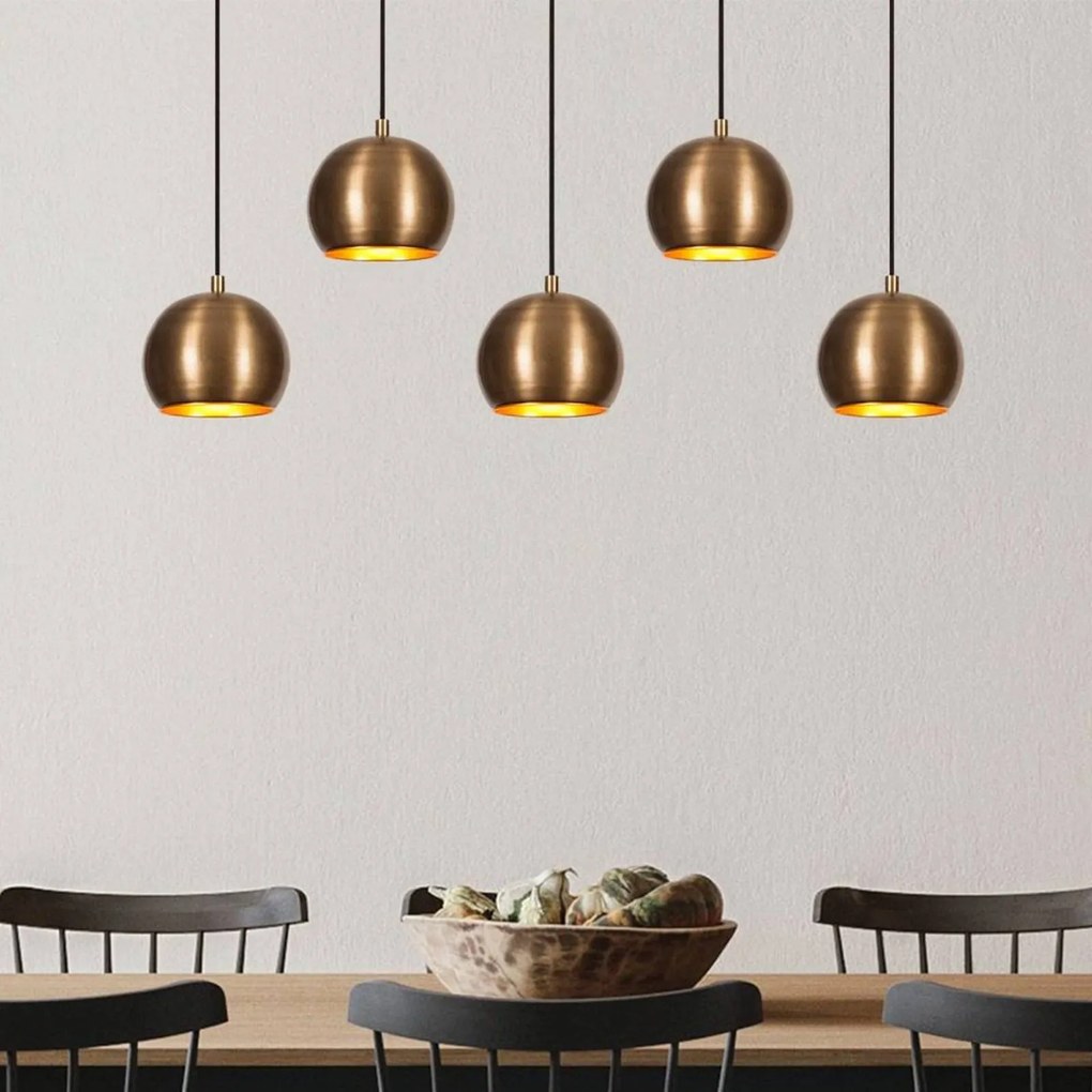 Opviq Lampada a sospensione Sivani MR-1000, oro antico, ferro, a 5 luci