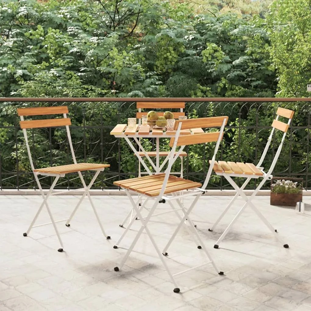 Sedie Pieghevoli Da Bistrò 4 Pz Legno Massello Acacia E Acciaio /