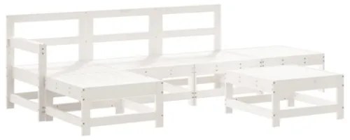 Set Salotto da Giardino 6 pz Bianco in Legno Massello di Pino