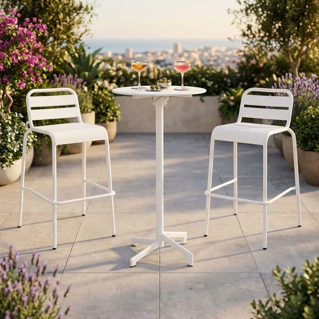 OPERA - set tavolo in metallo cm Ø 60 x 102 h con 2 sgabelle Opera