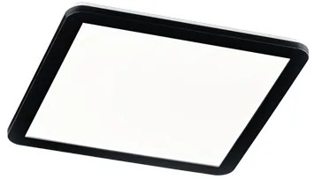 Plafoniera quadrata nera 40 cm con LED a 3 livelli di dimmerabilità IP44 - Lope