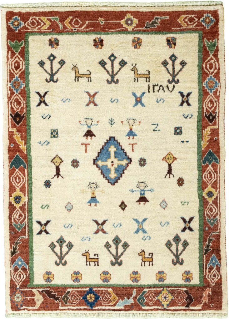 Gabbeh Tappeto persiano 110x80 Beige (Iran) Annodato A Mano