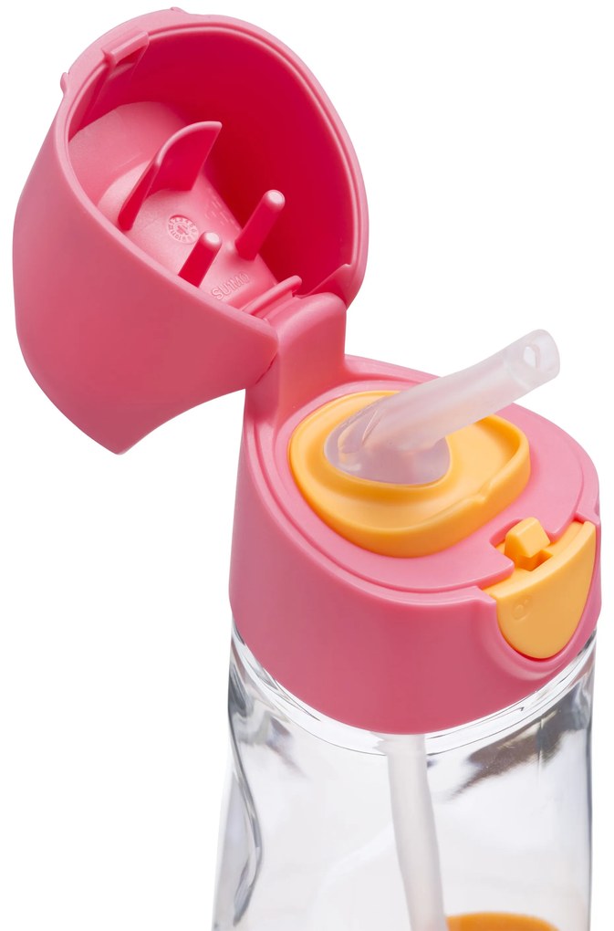 Bottiglia con cannuccia 450 ml – rosa/arancione