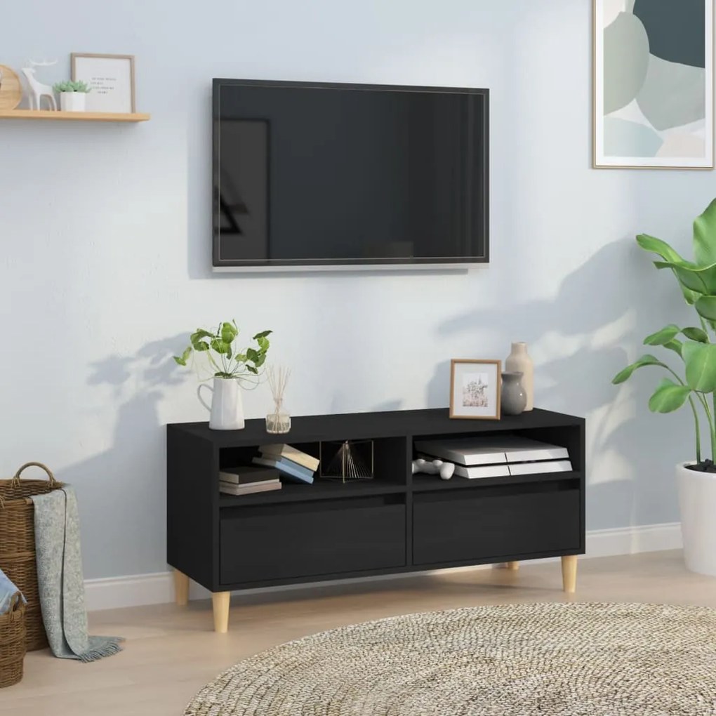 Mobile Porta Tv Nero 100x34,5x44,5 Cm İn Legno Multistrato /