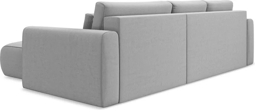 Divano angolare grigio chiaro allungabile/con contenitore (con penisola a destra/con chaise lounge) con rivestimento in velluto Kapua – Makamii