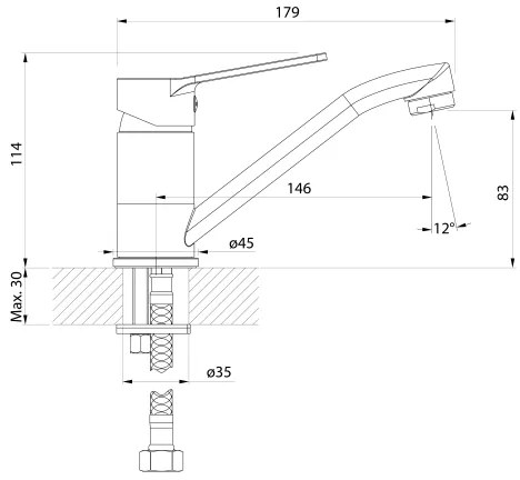 Aqualine - Rubinetto del lavandino con beccuccio rotante SINTRA cromo lucido