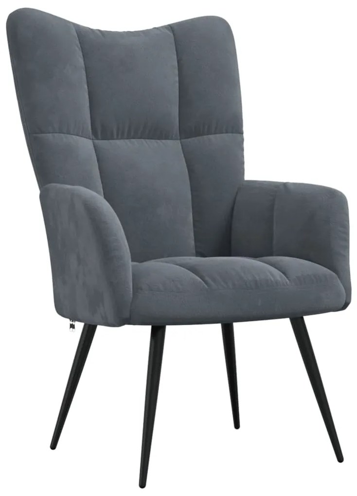 Sedia Relax Grigio Scuro İn Velluto /