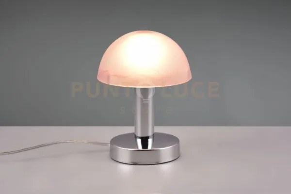 Fynn ii lampada cupola cromo vetro sabbiato 1 luce attacco e14 h.21cm