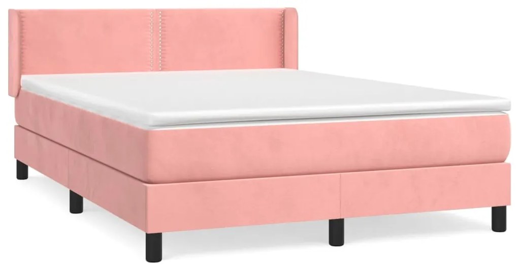 Giroletto a molle con materasso rosa 140x190 cm in velluto