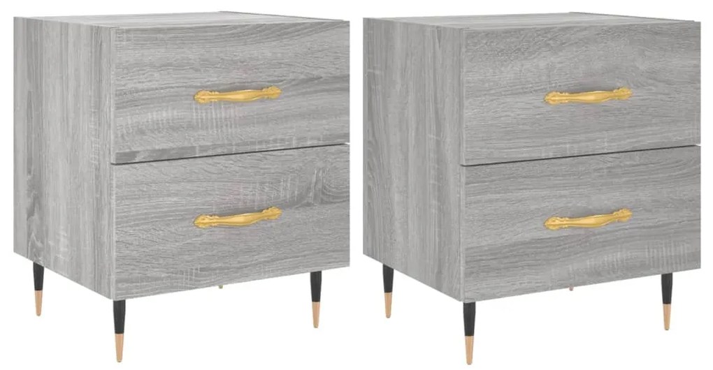 Comodini 2 pz Grigio Sonoma 40x35x47,5 cm in Legno Multistrato