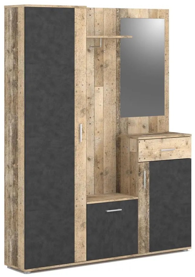 Mobile per ingresso con specchio NOLAN, marrone/grafite