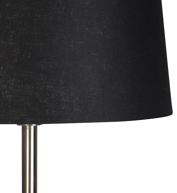 Lampada da terra moderna in acciaio con paralume nero 45 cm - Simplo