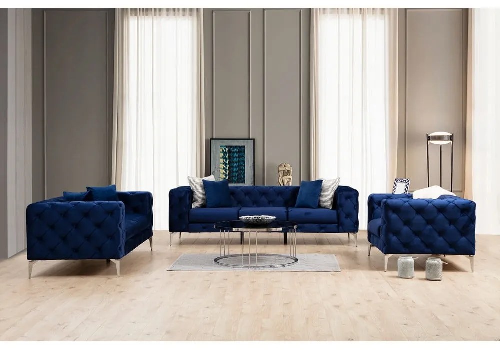 Divano in velluto blu scuro 237 cm Como - Artie