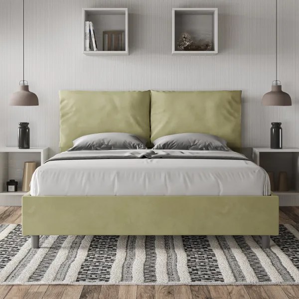Letto contenitore da 160x190 in microfibra tč verde Antea