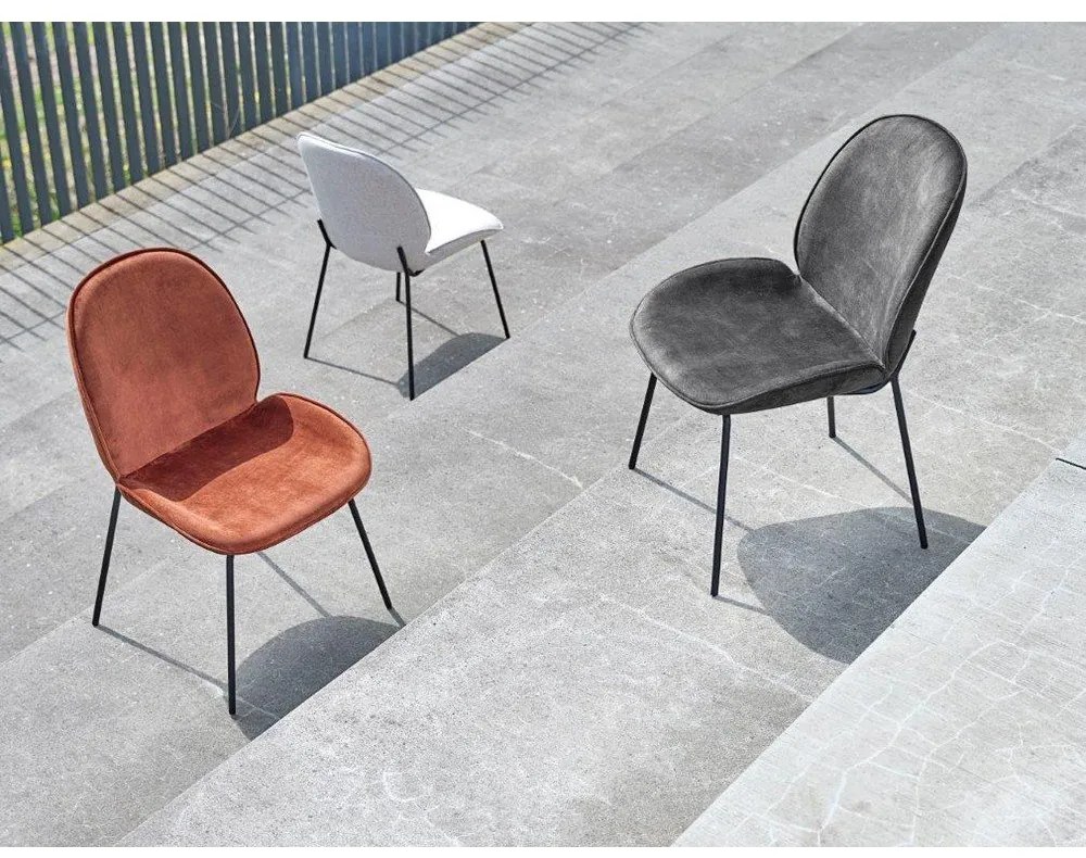 Sedia da pranzo grigia con base in metallo Hella - Canett