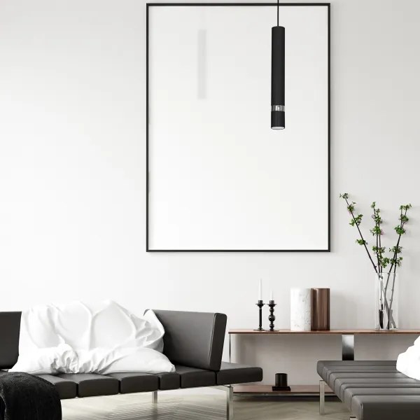 Lampadario a sospensione con cavo JOKER 1xGU10/25W/230V nero/cromo lucido