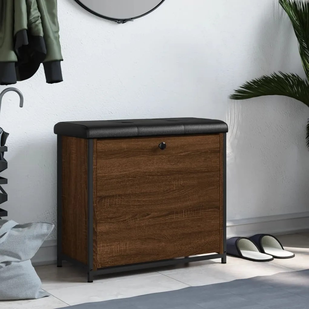 Panca portascarpe cassetto ribaltabile rovere marrone 62x32x56