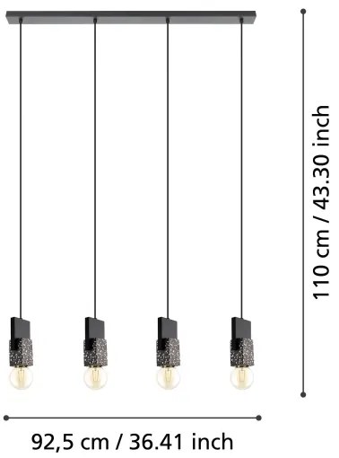 Eglo 99532 - Lampadario su corda LOBATIA 4xE27/40W/230V