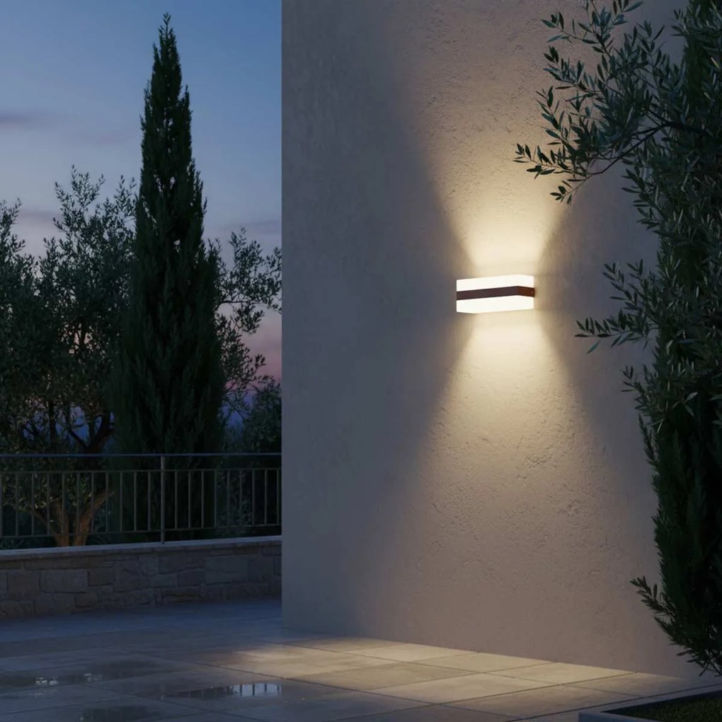 Applique 2xE27 per esterni a Luce Diffusa IP65 Corten - Serie Glow