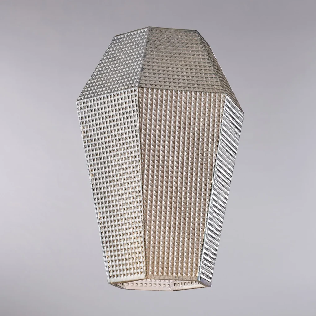 Diffusore In Vetro Soffiato Grigio Specchiato Forma Esagonale