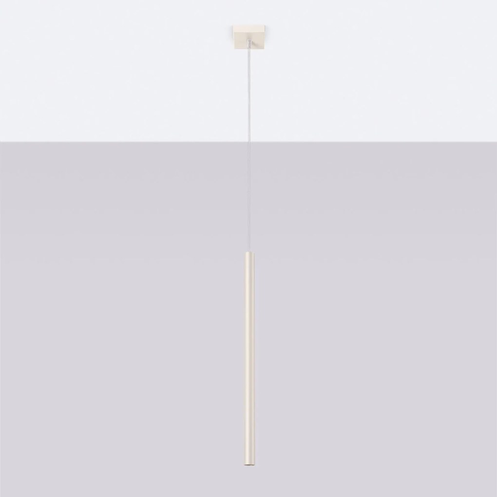 SOLLUX LIGHTING Lampada a sospensione Pastelo, beige, Ø 2 cm, acciaio, a 3 luci.