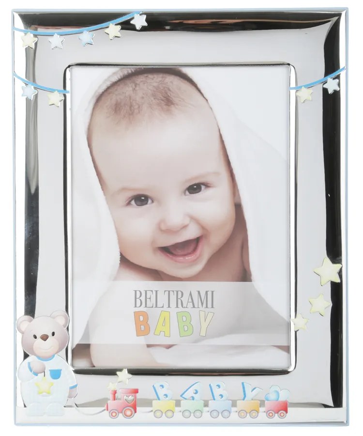 Portafoto bimbo Orsetto trenino foto 13x18 cm Beltrami con argento Miro Silver