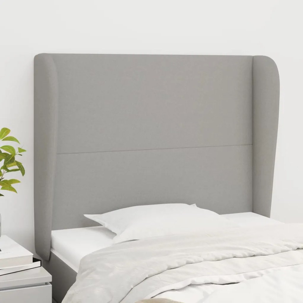 Testiera Ad Orecchio Grigio Chiaro 83x23x118/128 Cm İn Tessuto /