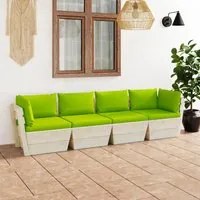 Divano da Giardino a 4 Posti su Pallet con Cuscini Legno Abete 3063455