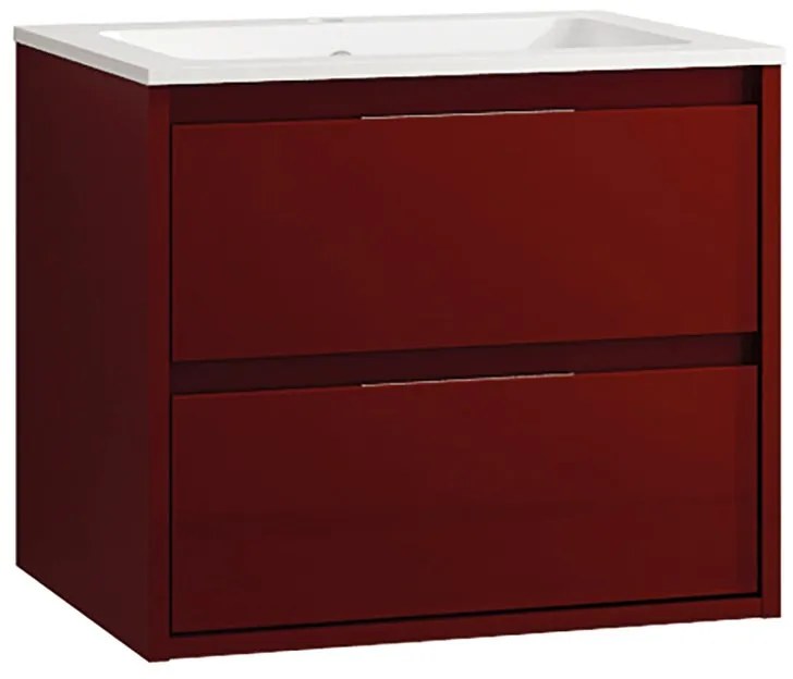 Armadietto bagno a terra Loto 2 cassetti P 45.5 x L 59.5 x H 50 cm laccato rosso