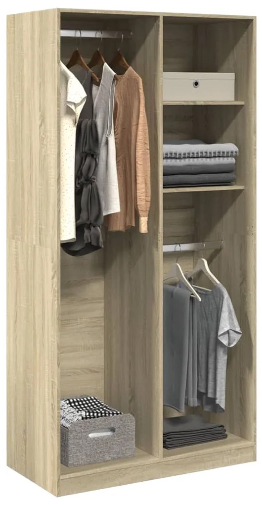 Armadio Rovere Sonoma 100x50x200 Cm İn Legno Multistrato /